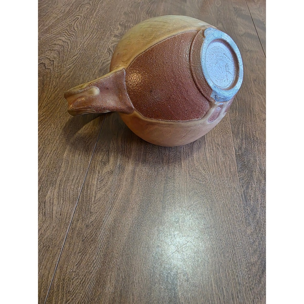 Handcrafted Studio Pottery Teapot Signed Earthy Tan Brown Glaze Bridge Handle - Picture 5 of 9